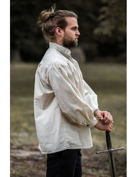 Chemise à lacets col montant, blanc...