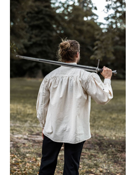 Chemise à lacets col montant, blanc...