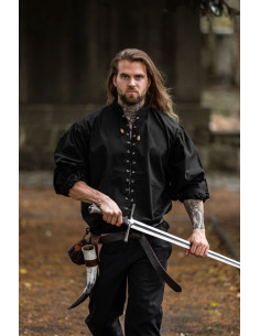 Chemise médiévale à nouer modèle Dagwin, couleur noire