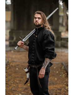 Chemise médiévale à nouer modèle Dagwin, couleur noire 2