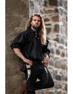 Chemise médiévale à nouer modèle Georg, couleur noire 2