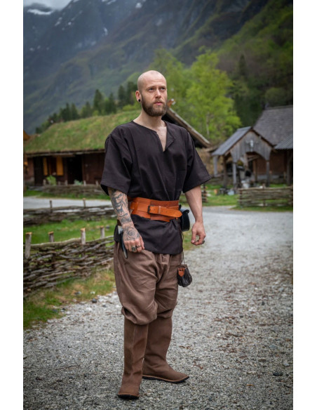 Tunique viking manche courte Olaf, noir