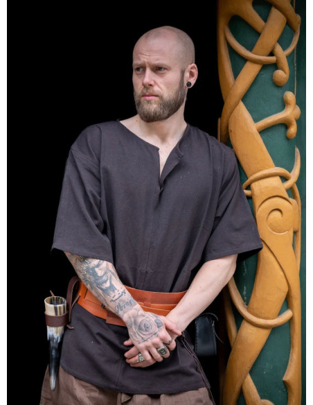 Tunique viking manche courte Olaf, noir