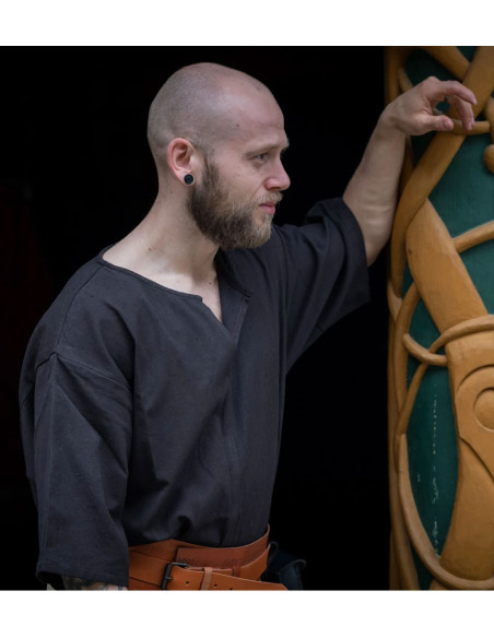 Tunique viking manche courte Olaf, noir