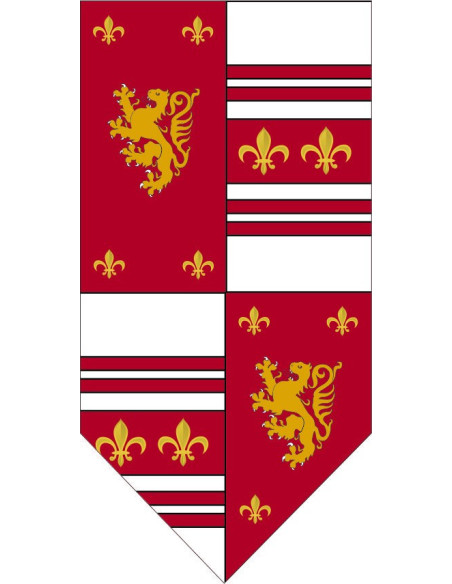 Bannière médiévale écartelée avec...