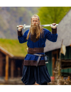 Tunique Viking en laine modèle Roland, bleu foncé