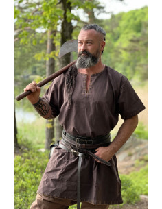 Tunique viking manche courte Theobald, marron foncé