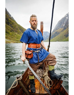 Tunique viking manche courte Theobald, bleu