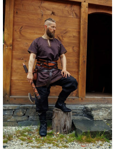 Tunique viking manche courte Harbard, marron foncé
