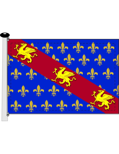 Dragons de drapeau médiéval bleu-jaune avec fleur de lys