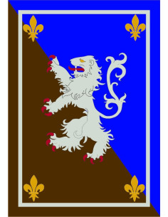Bannière médiévale bleu-marron avec lion rampant