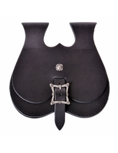 Sac médiéval XV-XVI siècles en cuir (22 x 22 cm.) 2