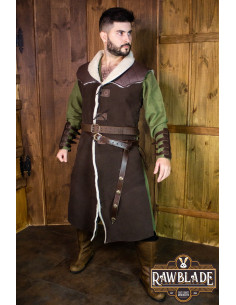Manteau d'hiver long médiéval Dimitru, marron