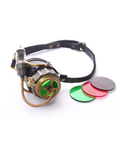 Monocle SteamPunk avec lumière LED, sangle noire