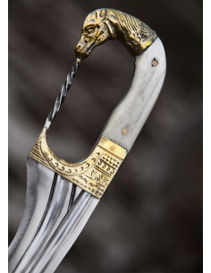 Falcata, Kopis avec couteau, manche tête de cheval, s.... 2