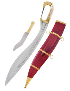 Falcata, Kopis avec couteau, manche tête de cheval, s....