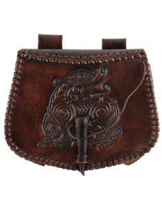 Sac Dragon en cuir marron à porter à la ceinture