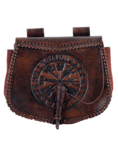Sac Celtic Vegvisir en cuir marron, à porter à la ceinture