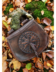 Sac Celtic Vegvisir en cuir marron, à porter à la ceinture 2