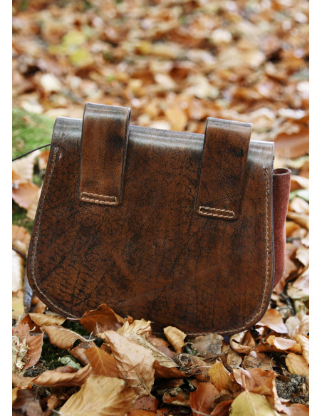 Sac Celtic Vegvisir en cuir marron, à...