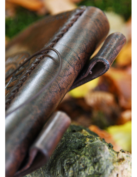 Sac Celtic Vegvisir en cuir marron, à...