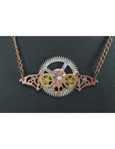 Pendentif chauve-souris steampunk, avec chaîne