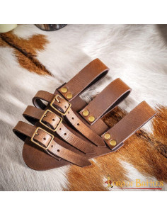 Baldric pour épées de rapière en cuir avec 3 boucles 2