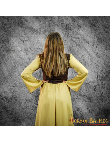 Robe médiévale Arwen marron-moutarde...