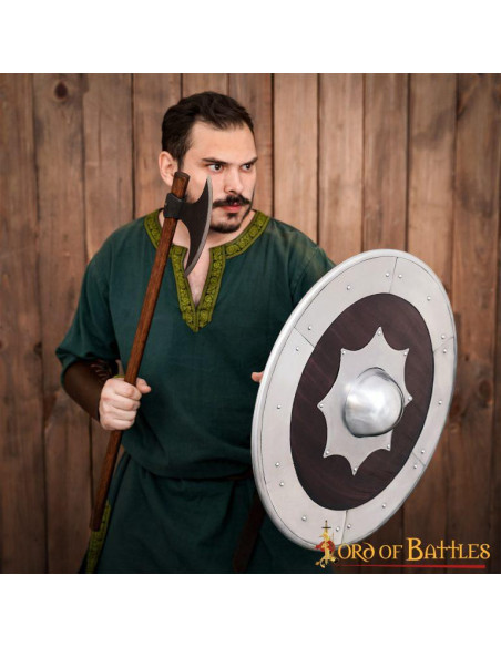 Bouclier viking en bois et acier