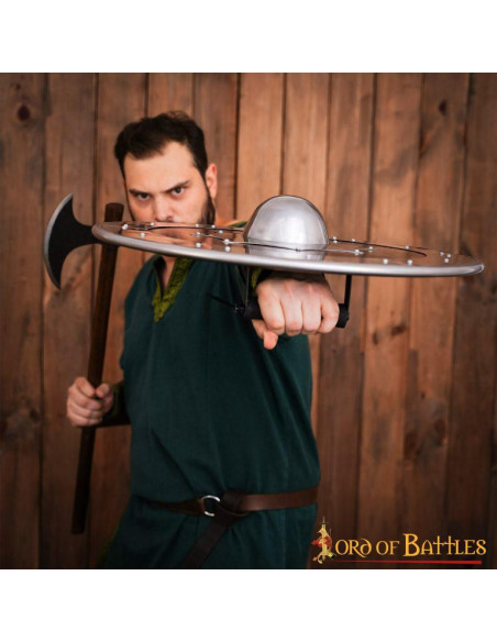 Bouclier viking en bois et acier