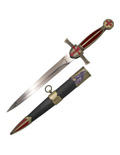 Poignard médiéval templier, pommeau croix rouge
