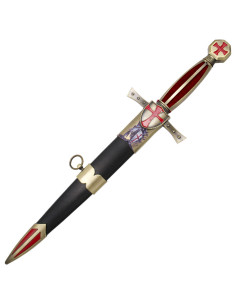 Poignard médiéval templier, pommeau croix rouge 2