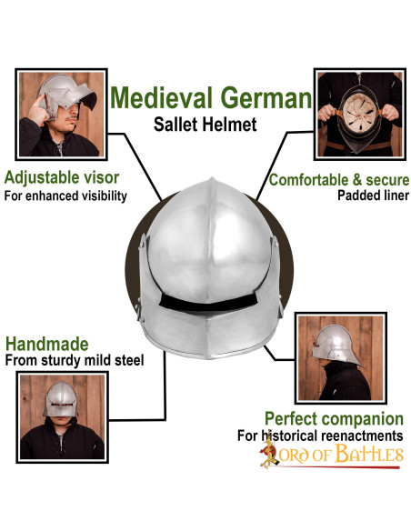 Casque médiéval allemand Sallet, avec...