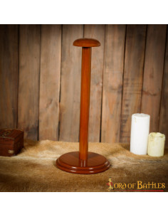 Support en bois pour casques, hauteur 45,7 cm.