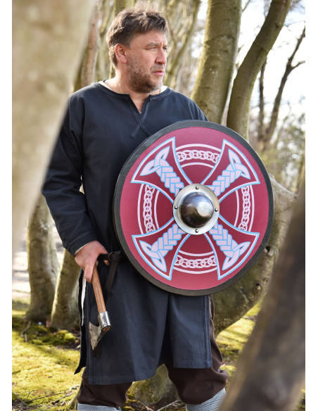 Bouclier viking peint avec croix...