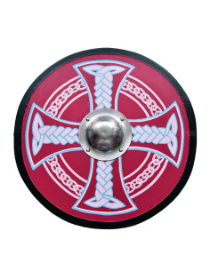 Bouclier viking peint avec croix celtique, 61 cm. SOIT