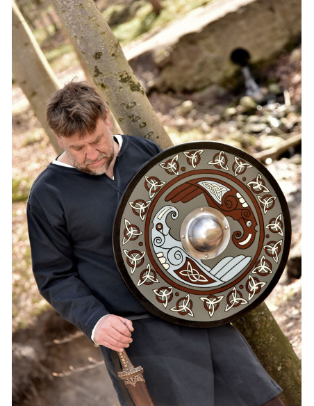 Bouclier Viking peint avec Corbeau et...