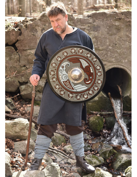 Bouclier Viking peint avec Corbeau et...