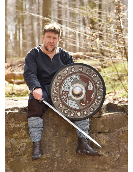 Bouclier Viking peint avec Corbeau et...
