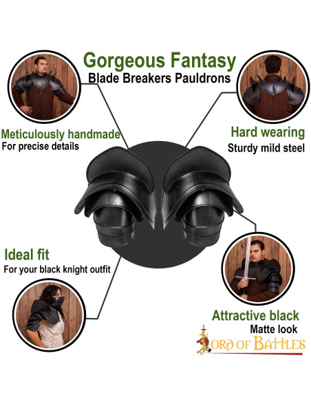 Épaulettes noires de Fantasy Knight...