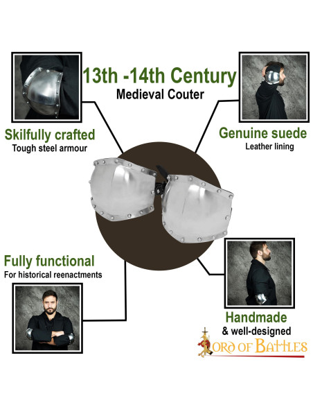 Coudière médiévale en acier doux, S....