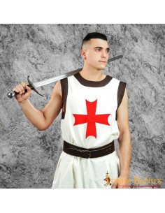 Tabard de chevalier templier blanc avec croix rouge
