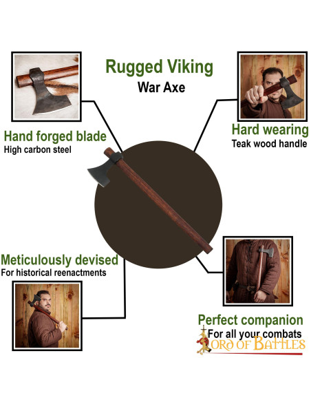 Hache barbu viking forgée à la main