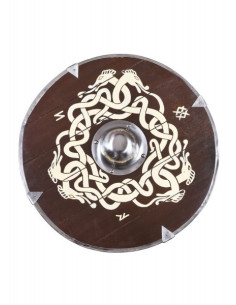 Bouclier anglo-saxon peint à la main avec serpent et...