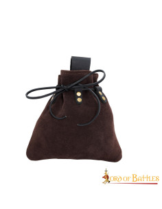 Sac banane médiéval avec fermeture à cordon, cuir suédé... 2