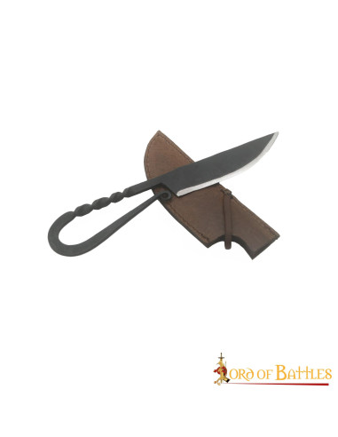 Couteau viking en fer forgé à la main avec gaine en cuir véritable
