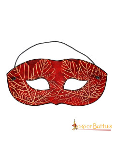 Masque en cuir rouge avec motifs de feuilles d'érable en...