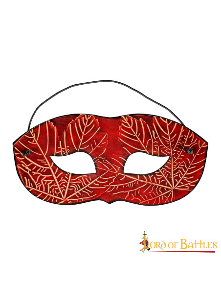 Masque en cuir rouge avec motifs de...