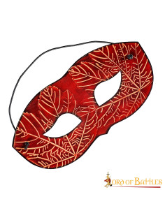 Masque en cuir rouge avec motifs de feuilles d'érable en... 2