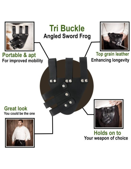 Épée Baldric Renaissance en cuir, noir